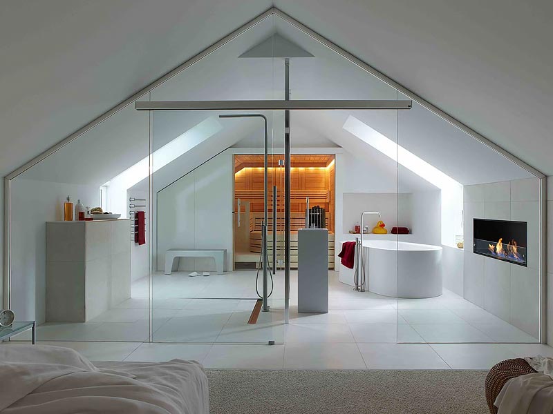 Comble aménagé en salle de bain desing
