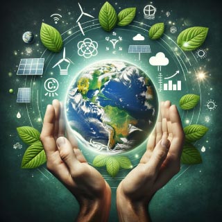 Planete terre en 3d avec deux mains