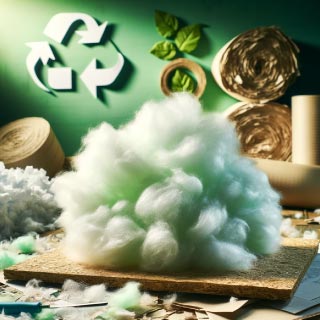Illustration ouate de cellulose sur un plan de travail