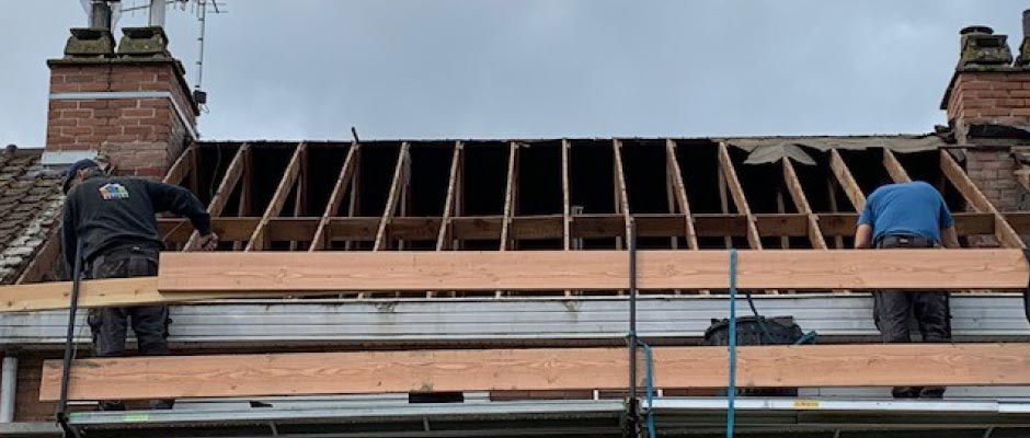 Toiture en cours de remplacement