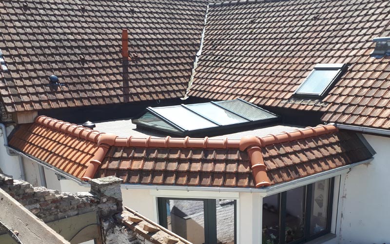 vue de toiture fini en epdm