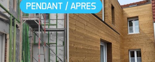 Isolation par l'extérieur et bardage ThermoWood à Comines