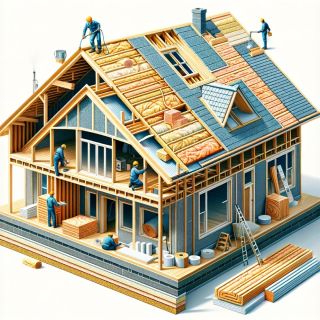 Illustration d'une maison bois en cours de rénovation énergétique en wallonie