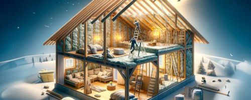 Illustration graphique d'une maison en cours d'isolation