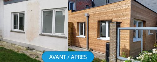 Vu façade avant apres chantier à Roncq
