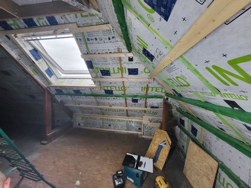 Vue 3D découpe d'une toiture plate en EPDM